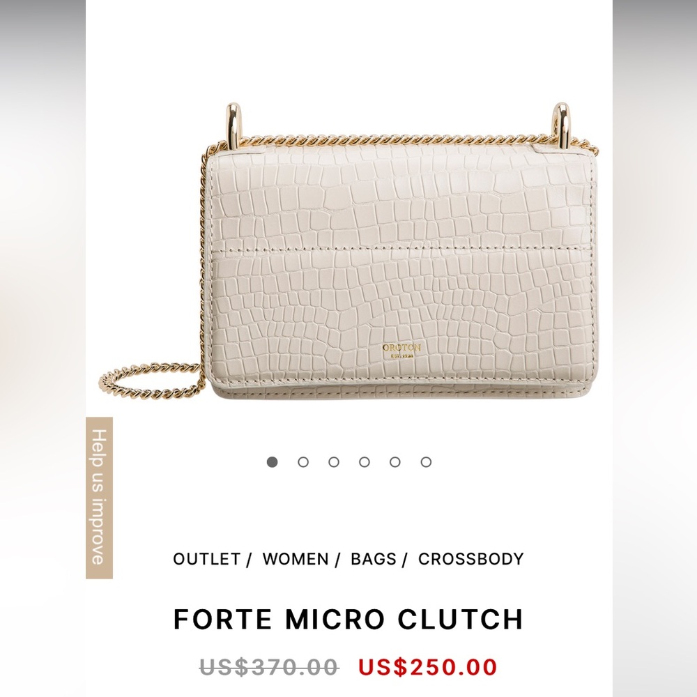 Oroton Cream Forte Micro Clutch / Crossbody Bag